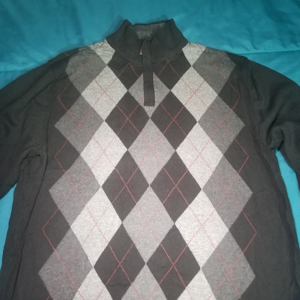 Tasso Elba sweater black and gray 1/4 zipper M